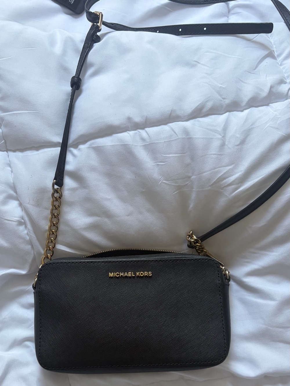Michael Kors Black Crossbody with Gold Hardware